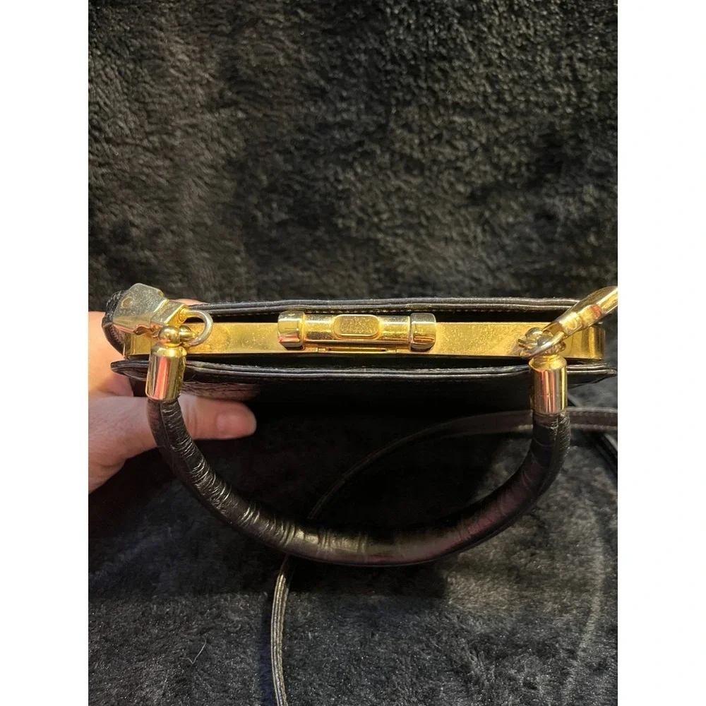 Vintage VALENTINO Garavani Black Leather Alligator Embossed Mini Purse RARE! - Picture 8 of 10